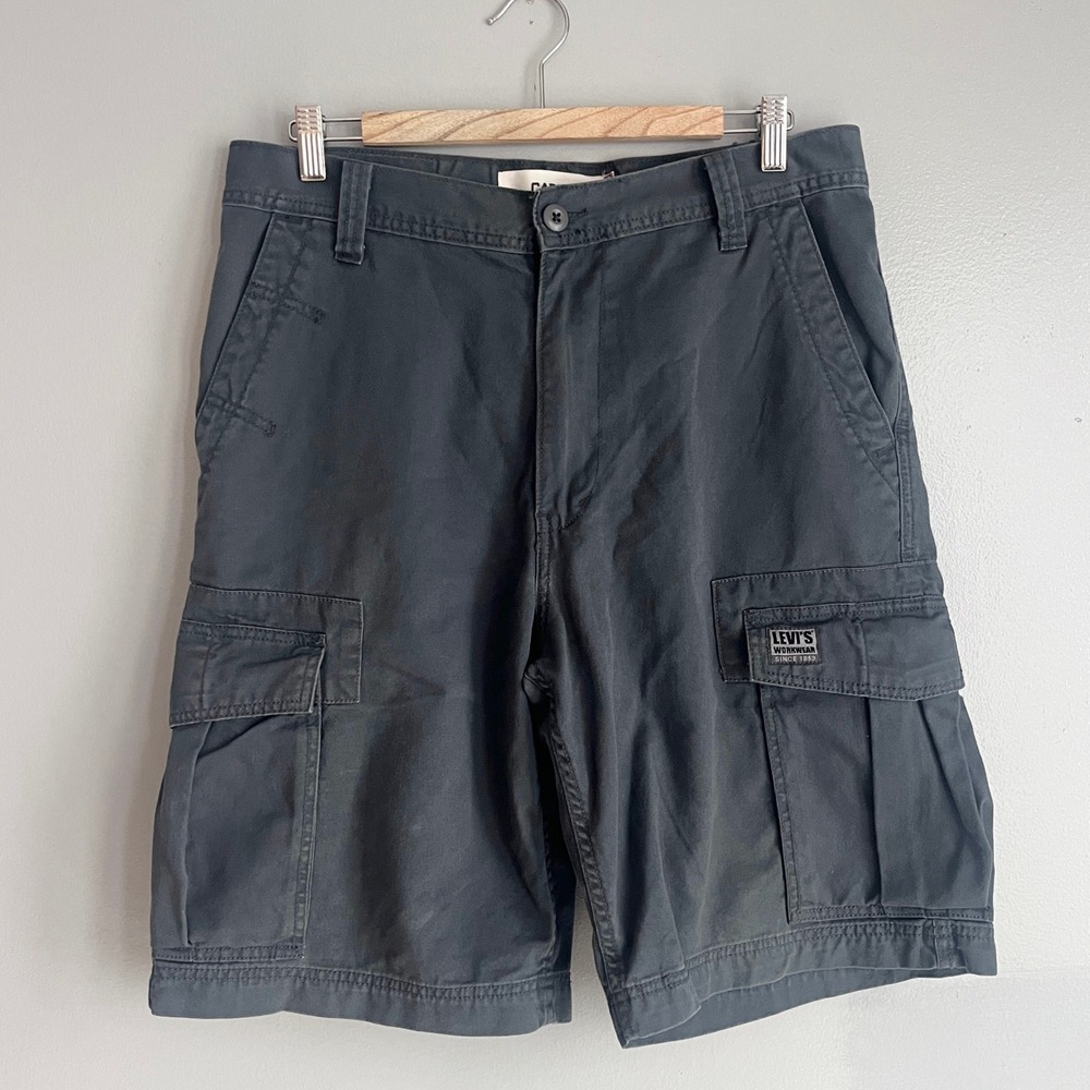 Levis Workwear Cargo Shorts 11" Mens Faded Gray Cotton Casual Utility Size 32